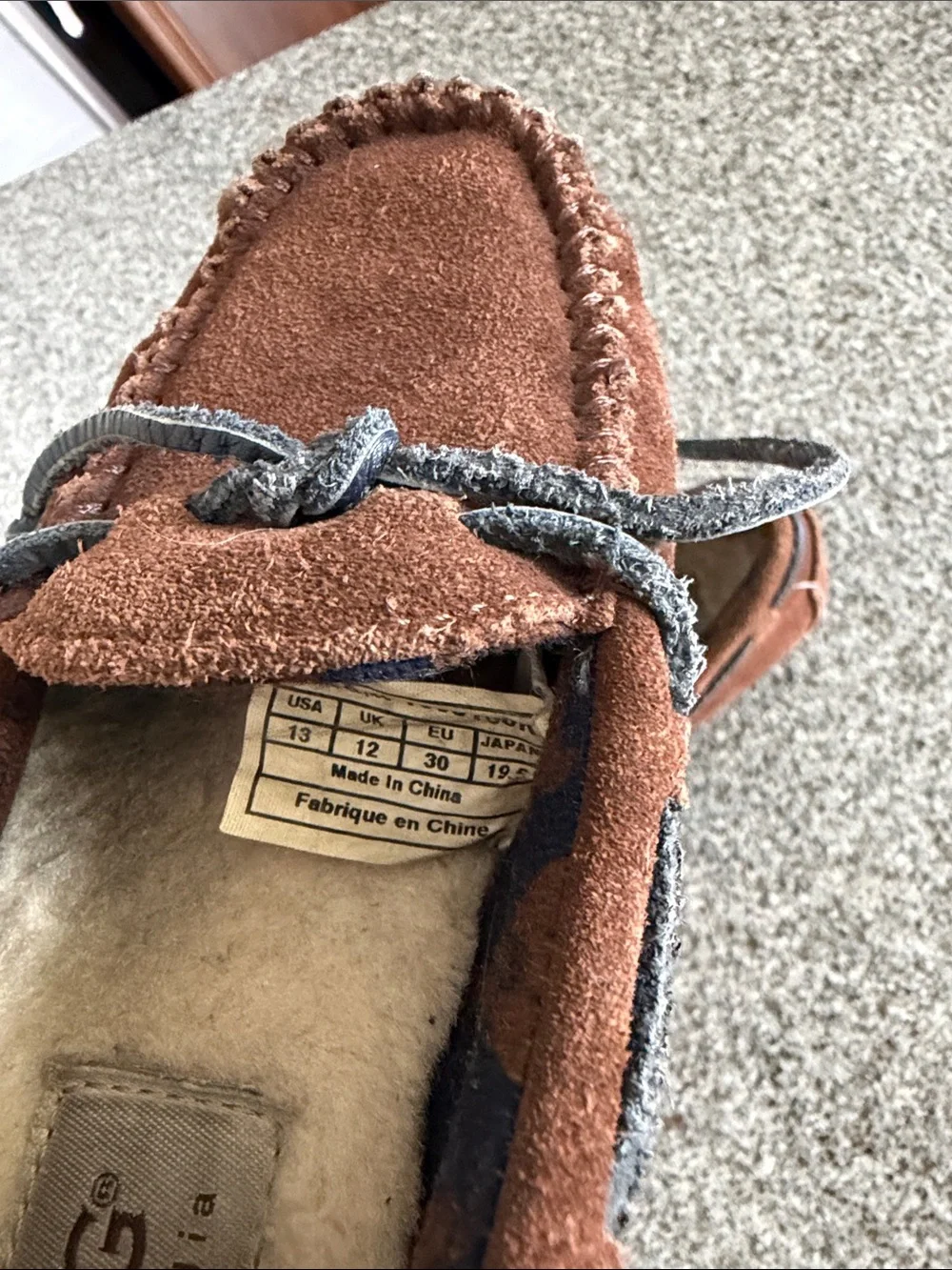 UGG kids Chestnut Suede Moccasin Slip-Ons